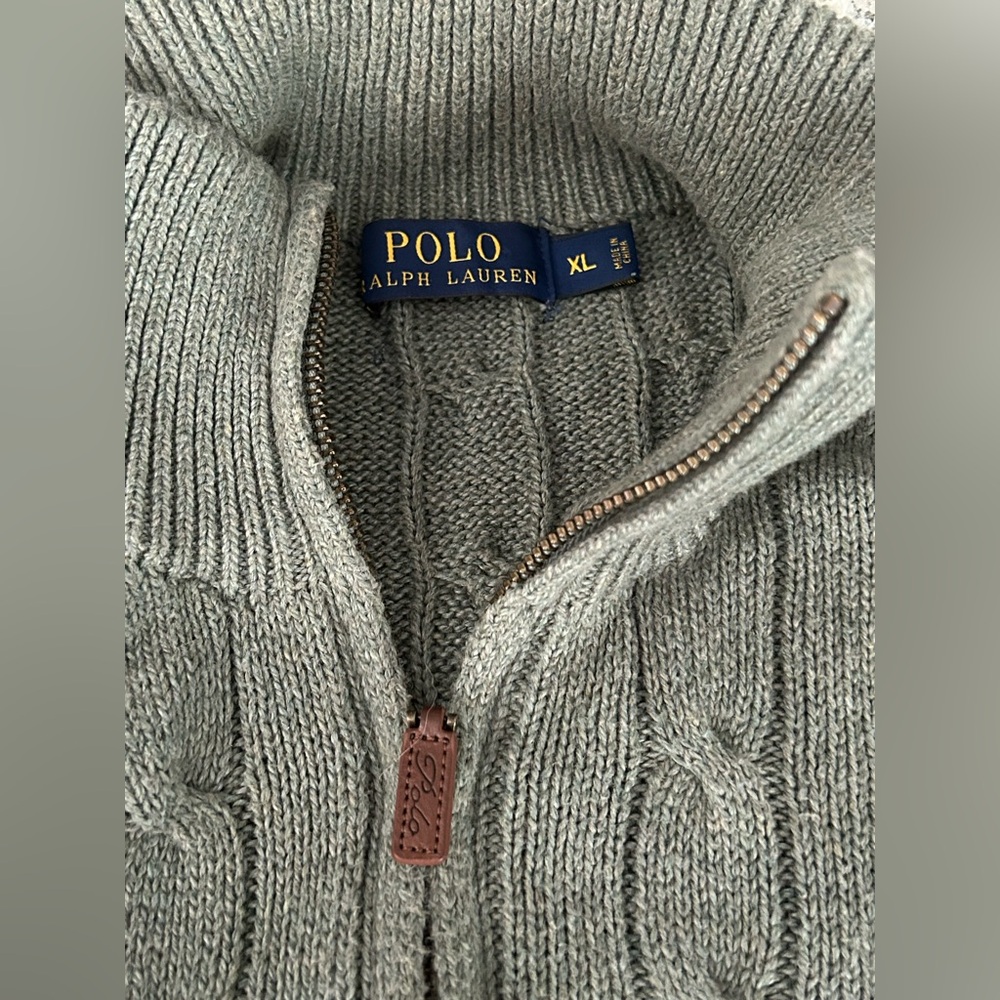 Ralph Lauren Polo Half Zip Cable Knit Sweater Logo Size XL - Picture 6 of 10